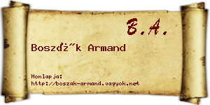 Boszák Armand névjegykártya