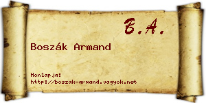 Boszák Armand névjegykártya
