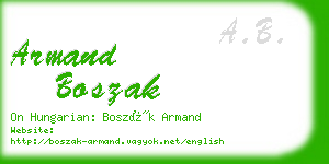 armand boszak business card